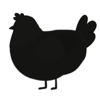 A black chicken with a head pattern