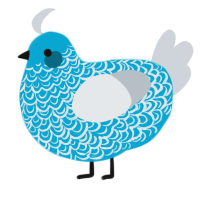 A cerulean and mist chicken with a double-lace pattern