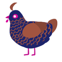 A navy and russet chicken with a lace pattern