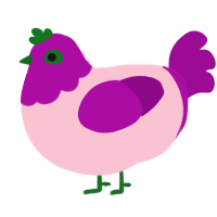 A rose and plum chicken with a head pattern