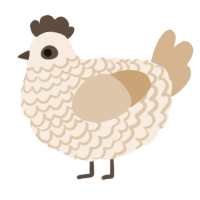 Hermes, a cream and beige chicken with a lace pattern