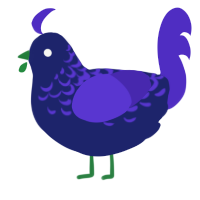 zombie, a navy and indigo chicken with a half-lace pattern