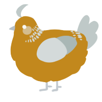 A ochre and silver chicken with a neck-band pattern
