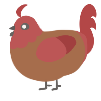 TyrannosaurusRex, a brown and red chicken with a head pattern