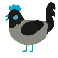 A ash and sable chicken with a head pattern