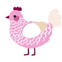 strawberry tea, a pink and cream chicken with a lace pattern