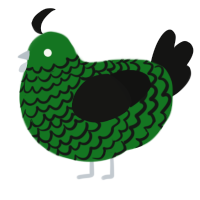 A leaf and black chicken with a lace pattern