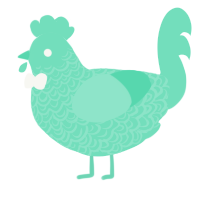 A mint chicken with a double-lace pattern