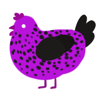 Ender, a amethyst and sable chicken with a speckle pattern