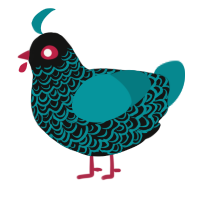 (unnamed), a black and teal chicken with a double-lace pattern