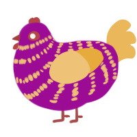 Very Smol, a plum and honey chicken with a bar pattern