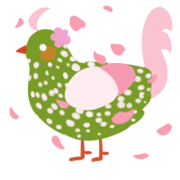 A chartreuse and rose chicken with a speckle pattern