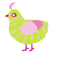 (unnamed), a lime and pink chicken with a bar pattern