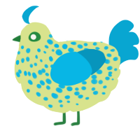 mold, a lemon and cerulean chicken with a speckle pattern
