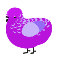 A amethyst and lilac chicken with a half-lace pattern