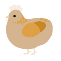 chickpea, a beige and orange chicken with a neck-speckle pattern