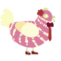 Miguel, a orchid and cream chicken with a bar pattern