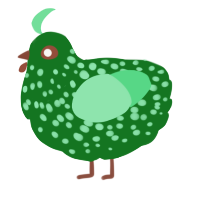 Sasara, a leaf and spring chicken with a speckle pattern