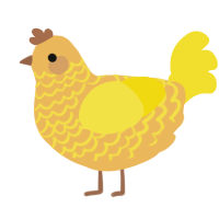 A honey and yellow chicken with a lace pattern