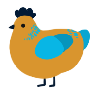 A orange and cerulean chicken with a neck-band pattern