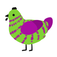 A grass and plum chicken with a bar pattern