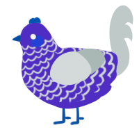 (unnamed), a indigo and silver chicken with a lace pattern