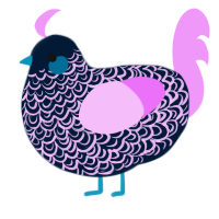 A tumblr and lavender chicken with a double-lace pattern