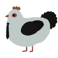 Mr Pengeens, a silver and black chicken