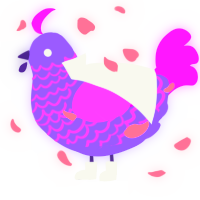 A lilac and orchid chicken with a lace pattern