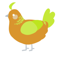 A orange and lime chicken with a neck-band pattern