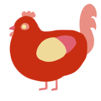 Haunted Lava Lamp, a vermilion and rose chicken