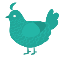 A turquoise chicken with a lace pattern