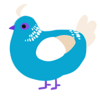 A cerulean and cream chicken with a neck-band pattern