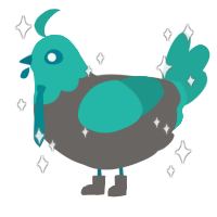 Miku, a grey and turquoise chicken with a head pattern
