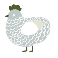 A silver and white chicken with a lace pattern