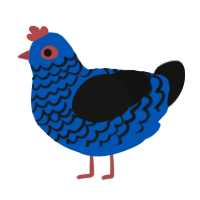 A ultramarine and black chicken with a lace pattern