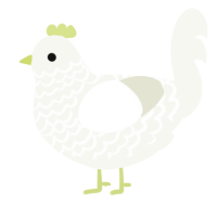 A white chicken with a lace pattern