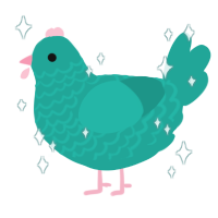 Tide Pool, a turquoise chicken with a lace pattern