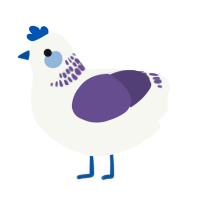 A white and overcast chicken with a neck-band pattern