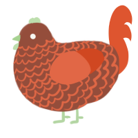 Blood Milk and Sky, a russet and vermilion chicken with a lace pattern