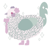 Izzy, a leaf and russet chicken with a double-lace pattern