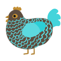 Keewee, a bark and aqua chicken with a lace pattern