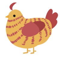 A honey and red chicken with a bar pattern