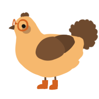 A beige and bark chicken