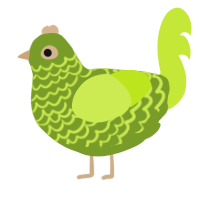 A chartreuse and lime chicken with a lace pattern