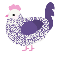 A white and overcast chicken with a double-lace pattern