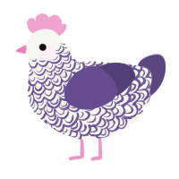 A white and overcast chicken with a double-lace pattern