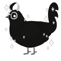 A black chicken with a head pattern