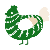Xyx leaf, a leaf and cream chicken with a bar pattern
