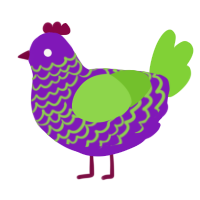 Toxic apple, a violet and grass chicken with a lace pattern